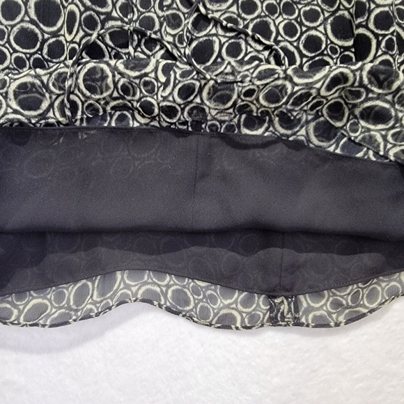 NWT Kenneth Cole 100% Silk Sleeveless Dress Waist Tie Black Cream Circles Sz 14 - Picture 5 of 13